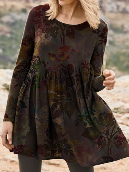 

Top Maniche Lunghe Floreale, Vino rosso, Blouses & Shirts