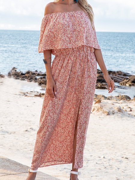 

Pink Swing Off Shoulder Boho Maxi Dress, Maxi Dresses