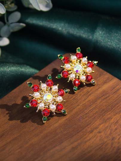 

Pearl snow stud earrings, Golden, Accessories