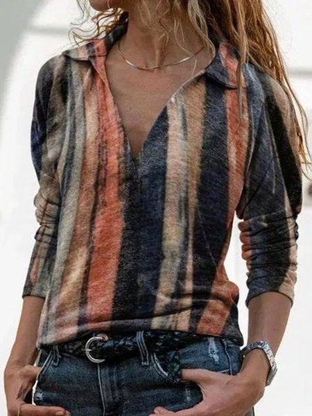 

Casuale Maniche Lunghe Patchwork Felpa, Multicolore, Blouses & Shirts