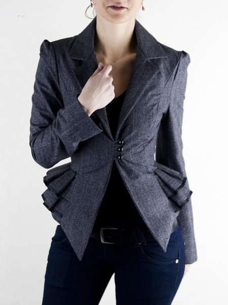 

Vintage Long Sleeve Fleece Coat, As picture, Blazers