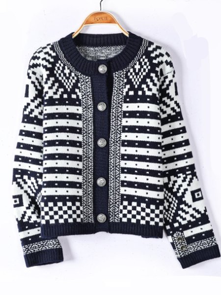 

Shift Long Sleeve Cotton Crew Neck Jacket, Navy blue, Cardigans