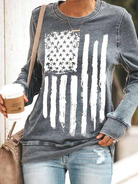 

Camicie & Top Girocollo Maniche Lunghe Casuale, Grigio, Tops