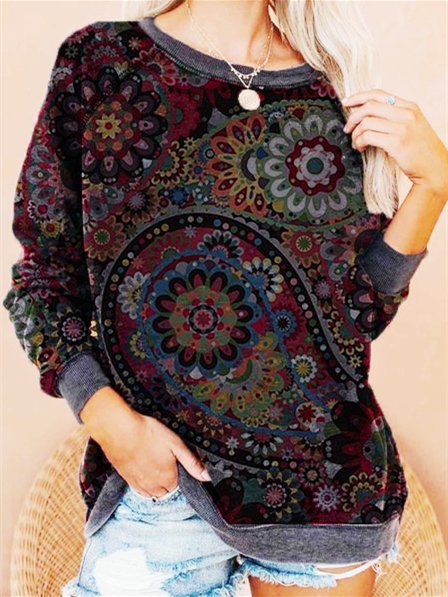 

Floral Vintage Floral-Print Long Sleeve Sweatshirts, Multicolor, Sweatshirts & Hoodies