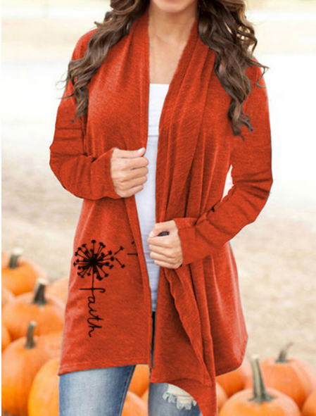 

Casual Long Sleeve Cotton-Blend Knit coat, Red, Cardigans
