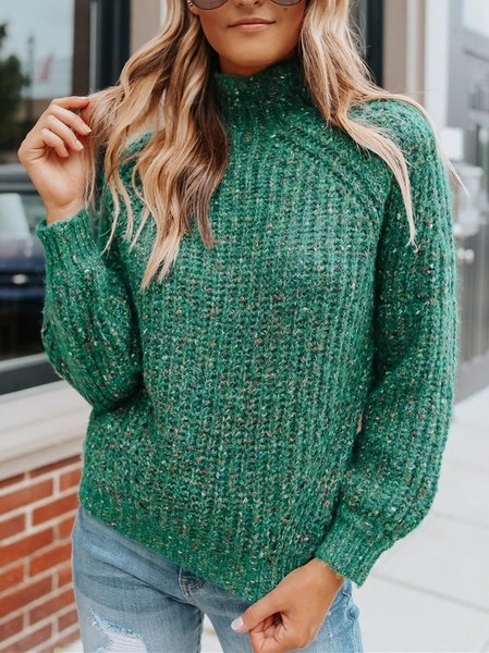 

Turtleneck Long Sleeve Casual Sweater, Green, Sweaters