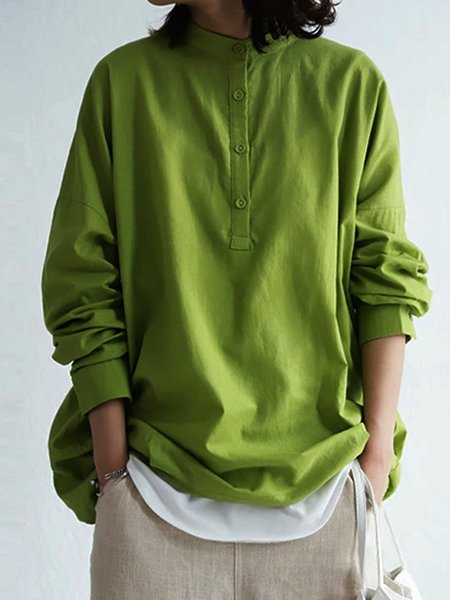 

Top Maniche Lunghe Tinta Unita, Verde, Blouses & Shirts