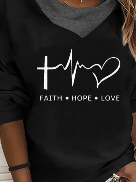 

Letter Long Sleeve Shift Casual Sweatshirts, Black, Sweatshirts & Hoodies