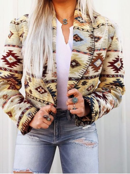 

Shawl Collar Long Sleeve Jacket, As picture, Jackets