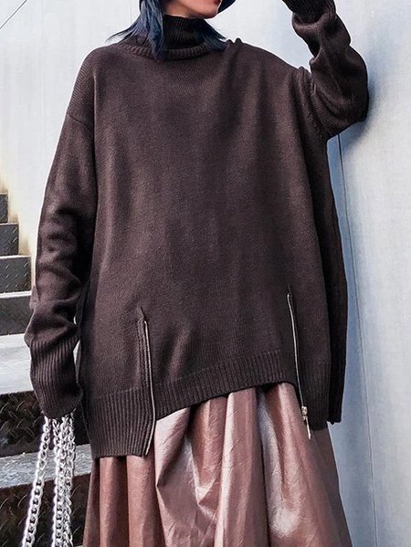 

Vintage Acrylic Solid Long Sleeve Sweater, Brown, Sweaters