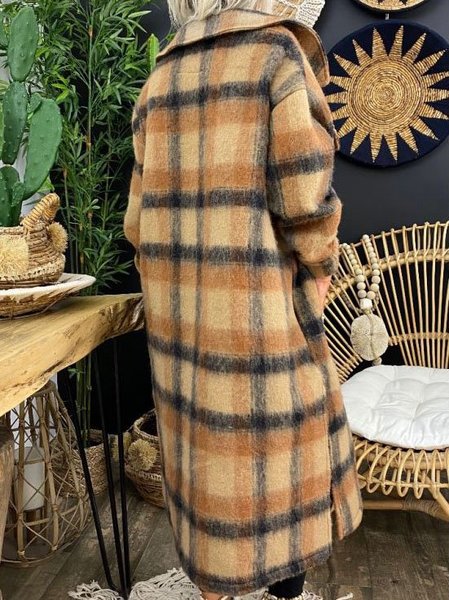 

Long Sleeve Cotton-Blend Jacket, Brown, Coats