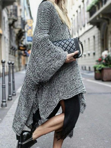 

V Neck Acrylic Holiday Sweater, Gray, Sweaters