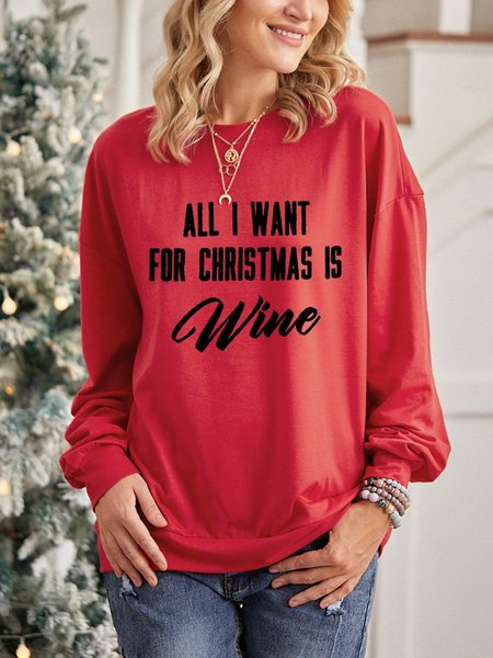 

Christmas crew neck casual pullover, Red, Hoodies&Sweatshirts