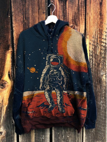

Men's Printed Cotton-Blend Hoodie Sweatshirt, Blue, Hoodies