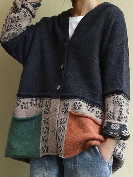 Maglione Maniche Lunghe Casuale, Verde, Cardigans