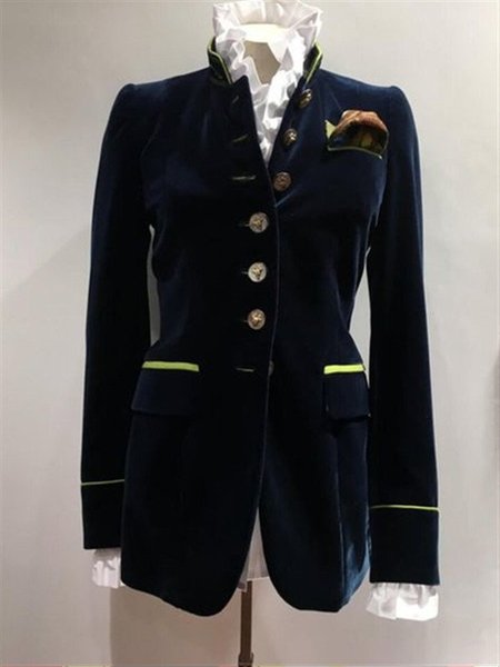 

Giubbotto Maniche Lunghe Colletto Rialzato, Blu marino, Coats & Jackets