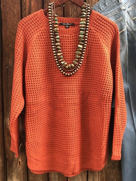 

Plain Crew Neck Long Sleeve Casual Sweater, Orange red, Sweaters