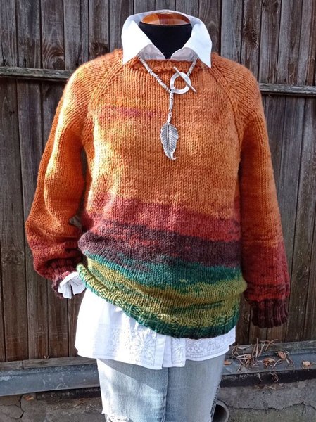 

Crew Neck Acrylic Casual Solid Sweater, Orange, Sweaters
