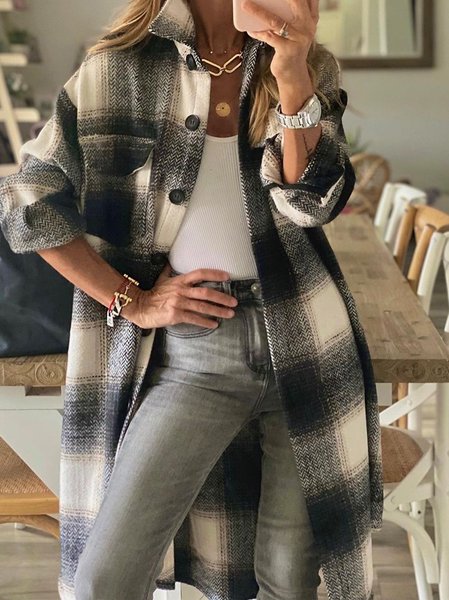 

Colletto a Camicia Statement Maniche Lunghe Giubbotto, Nero, Coats & Jackets