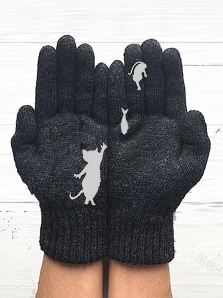 

Cat & Fish Gloves & Mittens, Black, Scarves & Gloves