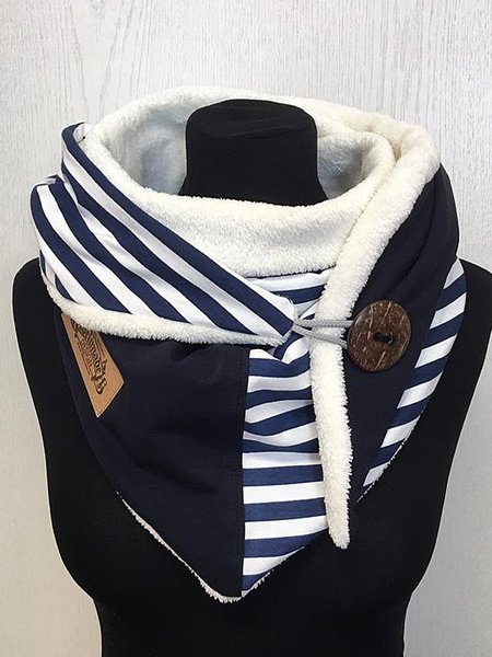 

Striped casual knitted scarf and shawl, Dark blue, Accessories