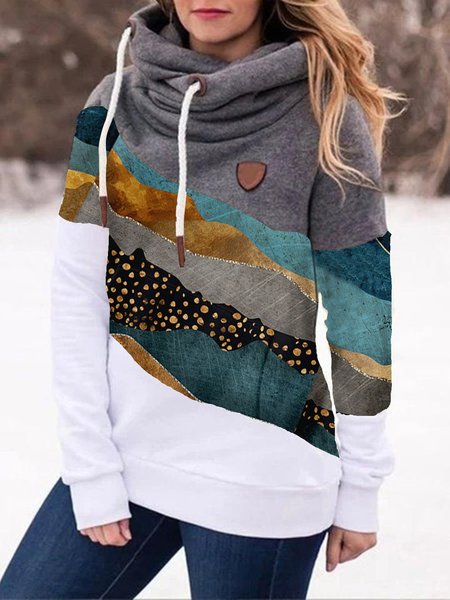 

Color-Block Casual Shift Sweatshirt, Brown, Tops