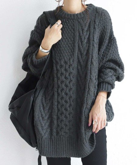 

Crew Neck Long Sleeve Sweater, Gray, Sweaters