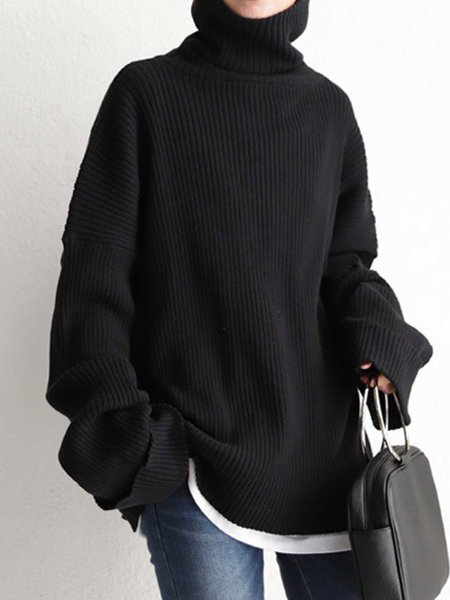 

Cotton-Blend Casual Sweater, Black, Sweaters