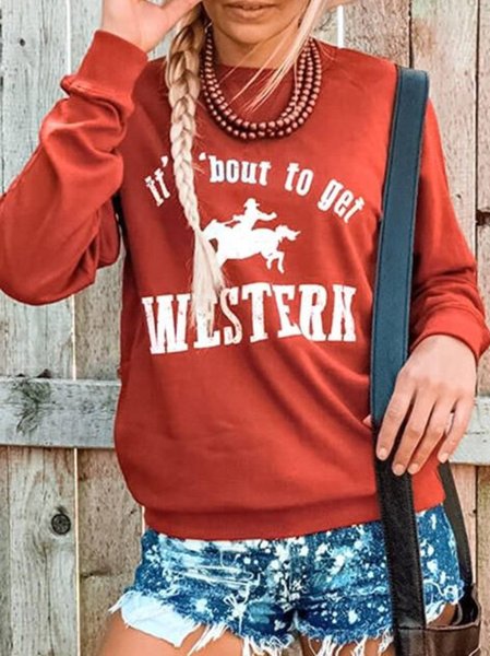 

Casual Long Sleeve Cotton-Blend Sweatshirts, Red, Sweatshirts & Hoodies