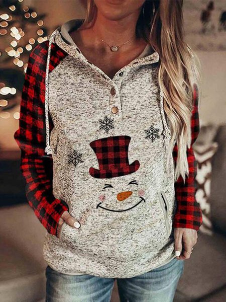 

Print Grid Long Sleeves Christmas Sweatshirts, Gray, Clearance7