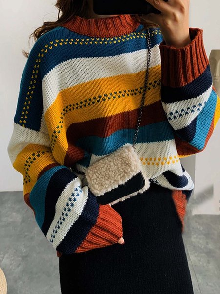 

Boho Cotton Long Sleeve Cocoon Sweater, Multicolor, Sweaters