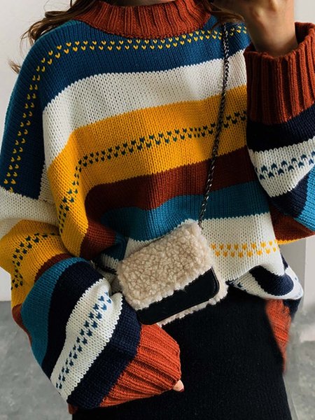 

Boho Cotton Long Sleeve Cocoon Sweater, Multicolor, Sweaters & Cardigans