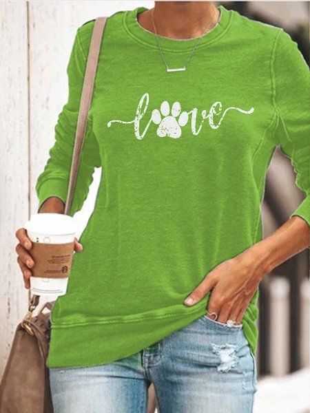 

Vintage Long Sleeve Crew Neck Letter Printed Plus Size Statement Casual Tops, Green, Hoodies & Sweatshirts