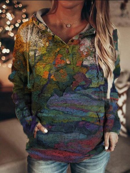 

Felpa con Cappuccio Stampato Maniche Lunghe, Multicolore, Hoodies & Sweatshirts