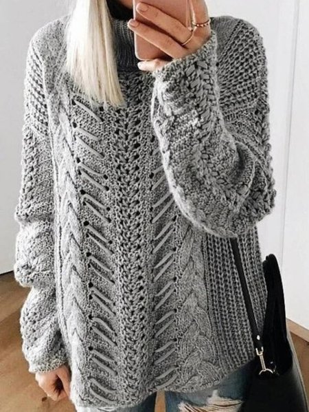 

Crew Neck Striped Vintage Sweater, Gray, Sweaters