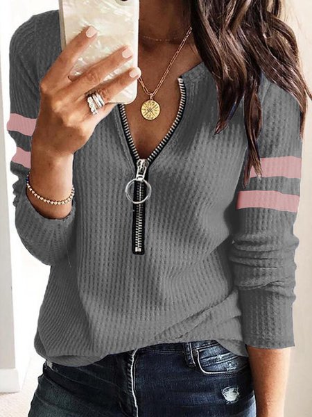 

Top Dritto Casuale, Grigio-rosa, T-Shirts