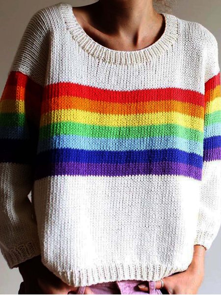 

Knitted Casual Sweater, Multicolor, Sweaters