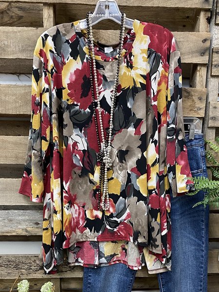 

Floral Long Sleeve Shirts & Tops, Multicolor, Hoodies&Sweatshirts