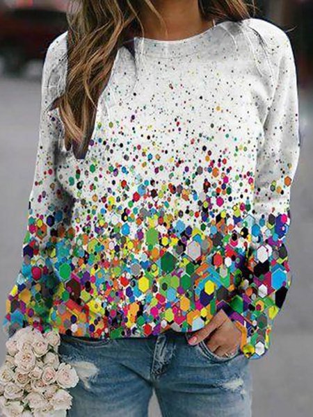 

Casual Cotton-Blend Sweatshirt, White, Tops