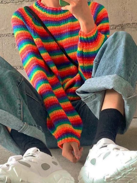 

Vintage Raglan Sleeve Sweater, Multicolor, Sweaters