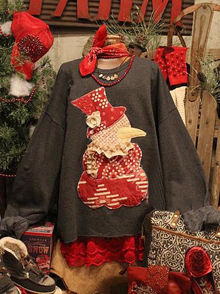 

Christmas loose long sleeve printed Sweatshirts, Black, Hoodies & Sweatshirts