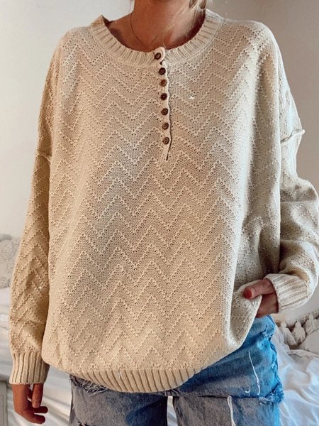 

Cotton Long Sleeve Sweater, As picture, Sweaters
