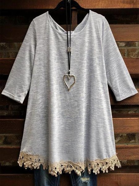 

Plain 3/4 Sleeve Casual Sweatshirt, Gray, Hoodies & Sweatshirts