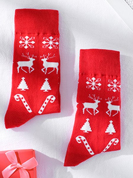 

Christmas elk pattern short socks cotton socks, As picture, Socks