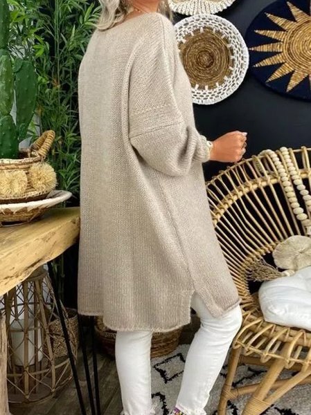 

Cotton-Blend Crew Neck Vintage Sweater, Khaki, Sweaters & Cardigans
