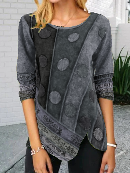 

Abstract Vintage Knitted Shift Top, Gray, Tunics