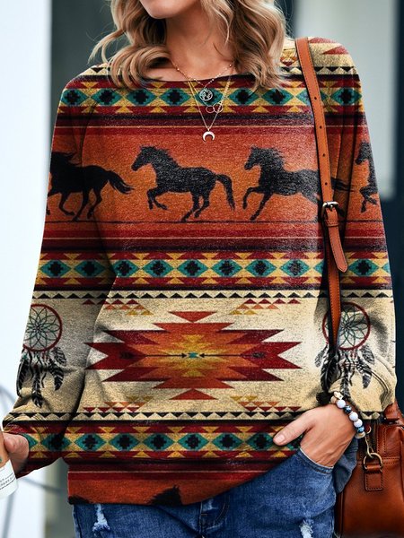 

Aztec Sweatshirt, Brown, Tops