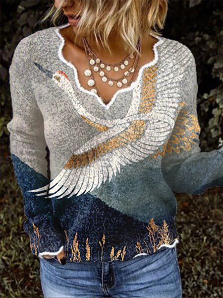 

Long Sleeve Bird Sweater, Multicolor, Clearance7