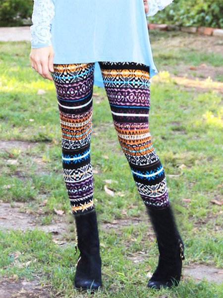 

Vintage Geometrico Stampato Casuale Pantaloni, Colore 9, Leggings