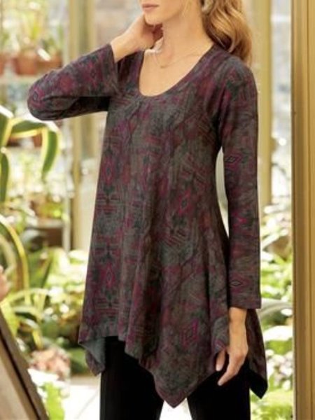 

Floral-Print Crew Neck Casual Floral Shirts & Tops, Multicolor, Blouses & Shirts